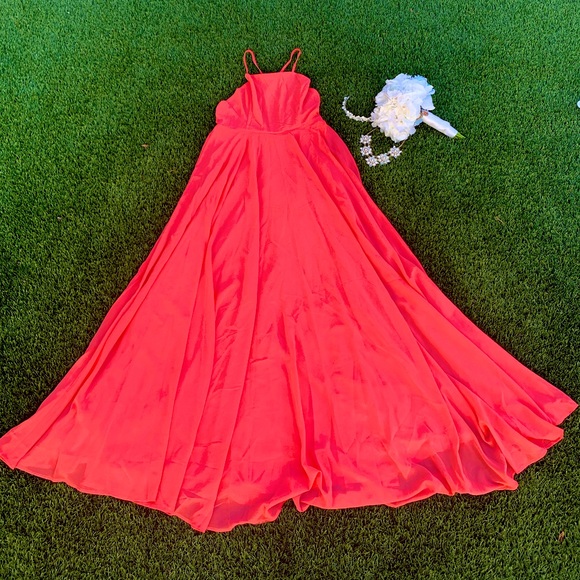 💅🏻NWT!💅🏻 “Emma Flowy Maxi Dress” in CORAL. Sz L. Wedding! Prom! Gala! - Picture 4 of 13